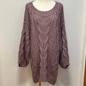 Three Bird Nest Mauve Cable Knit Sweater
